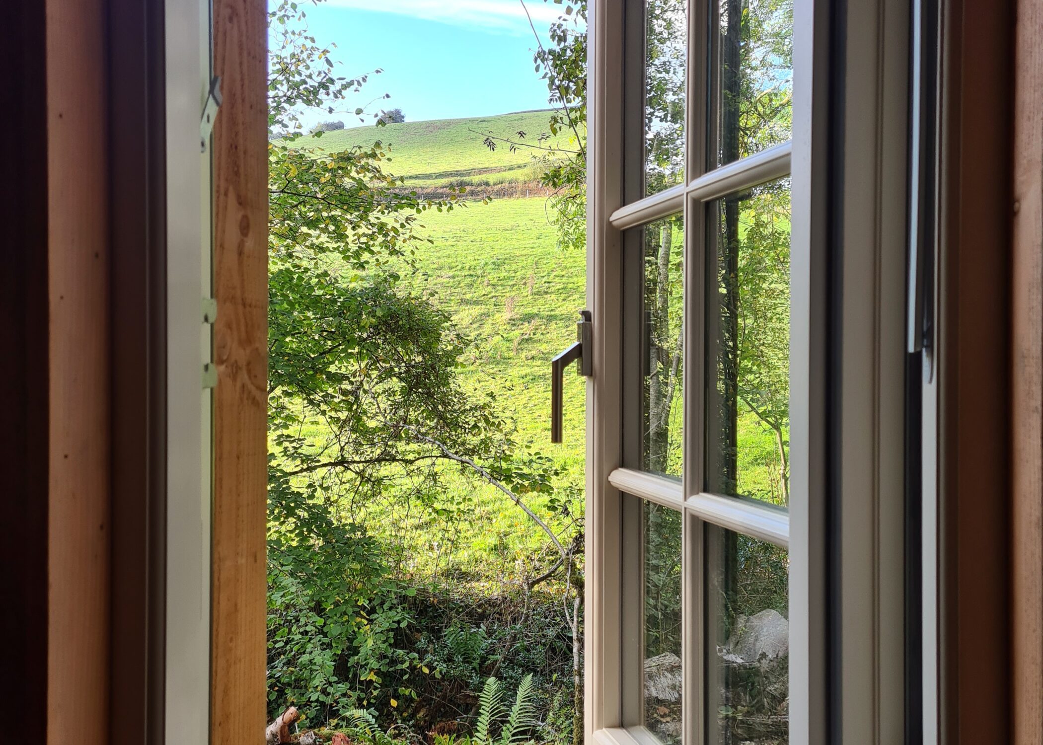 View looking out of Rationel windows with casement bars.