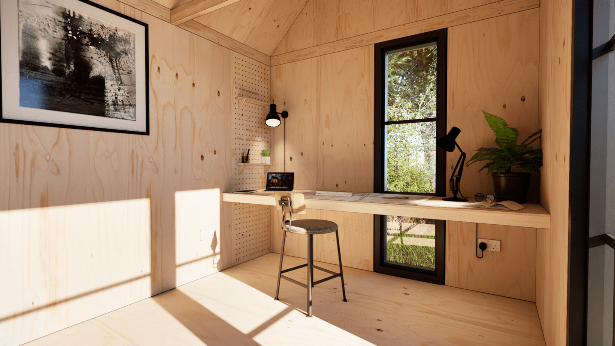 Potager Hut by Life Space cabins.Wisa spruce plywood interior.