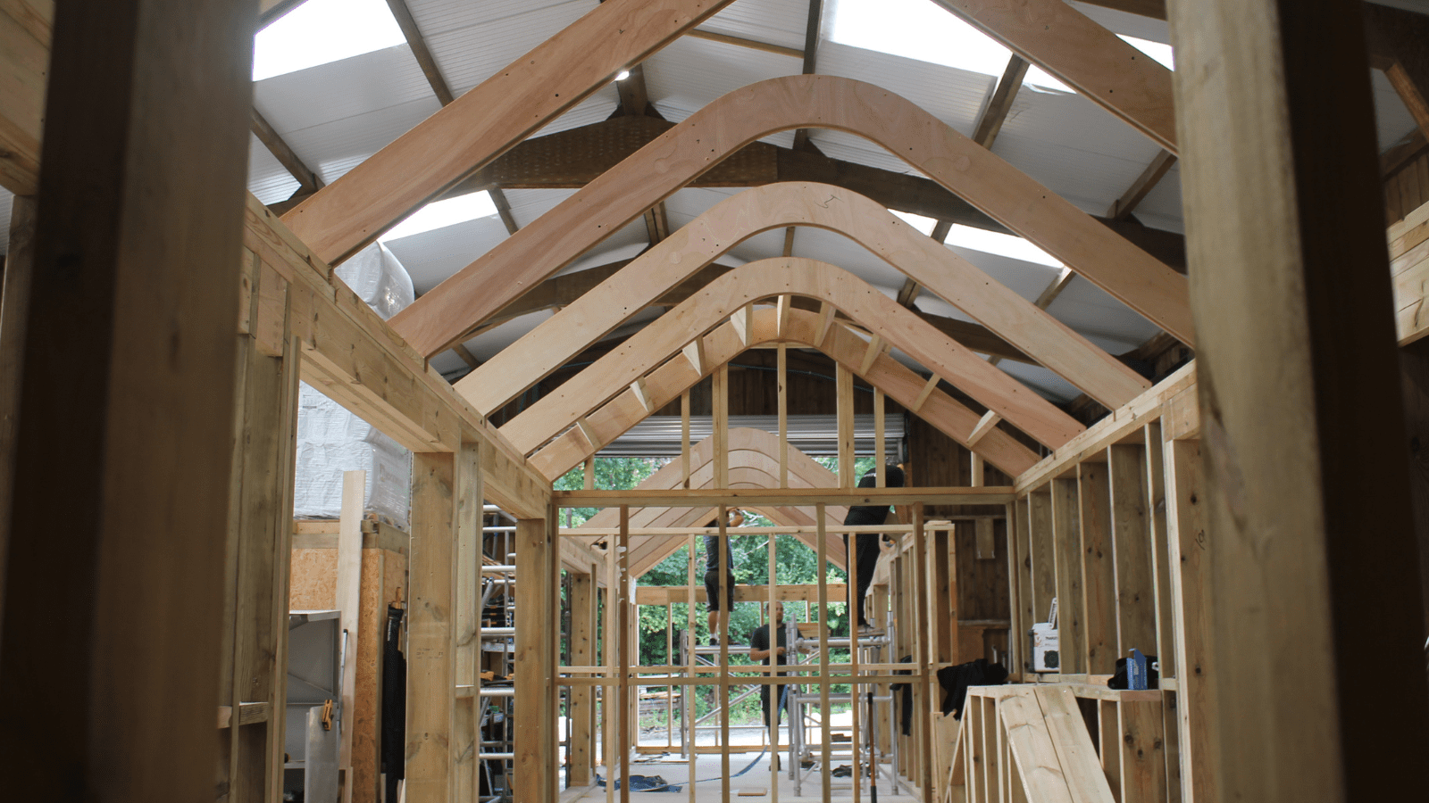 Creating Cabins at Life Space Cabins workshop in Devon with a skilled in house carpentry team