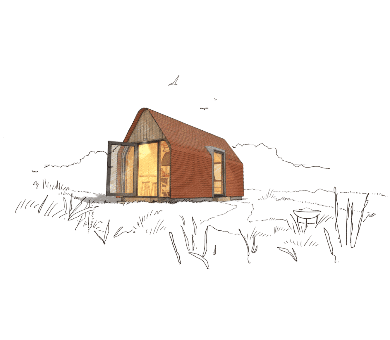 The Stay Hut by Life Space Cabins a stunning new small-space cabin pod or shepherd hut design tailored for the luxury holiday rental and glamping market.