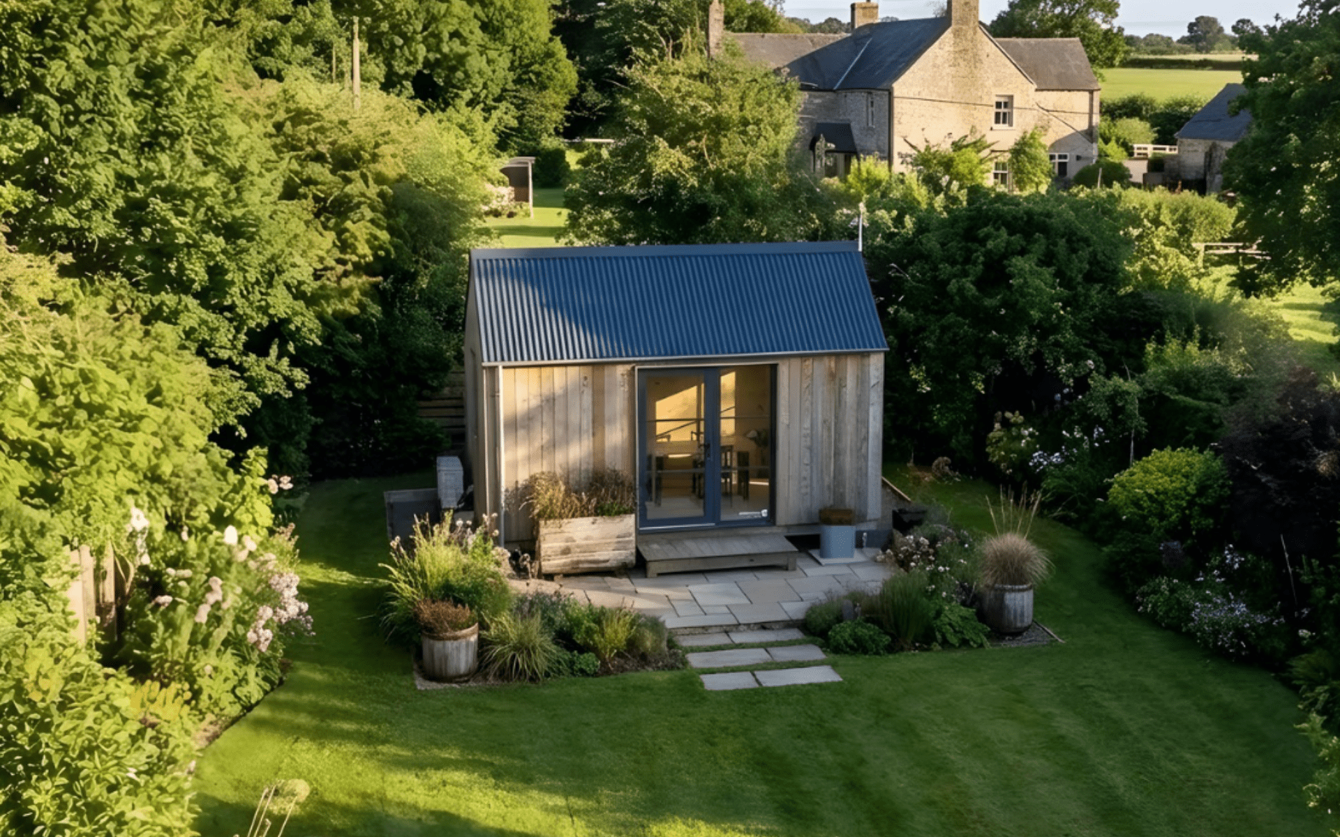 garden cabin from above